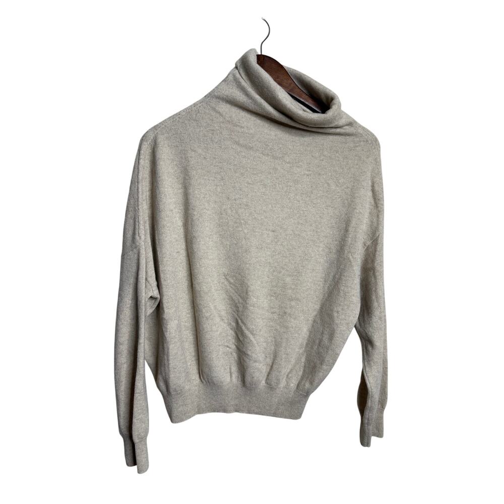 Cuyana Cashmere Blend Funnel Neck Turtleneck Sweater size S/M Oatmeal Beige